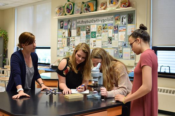 students working in science lab